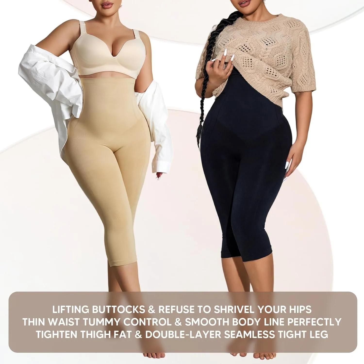 Shapewear Leggings for Women Tummy Control High Waisted Seamless Body Shaper Butt Lift Thigh Slimmer