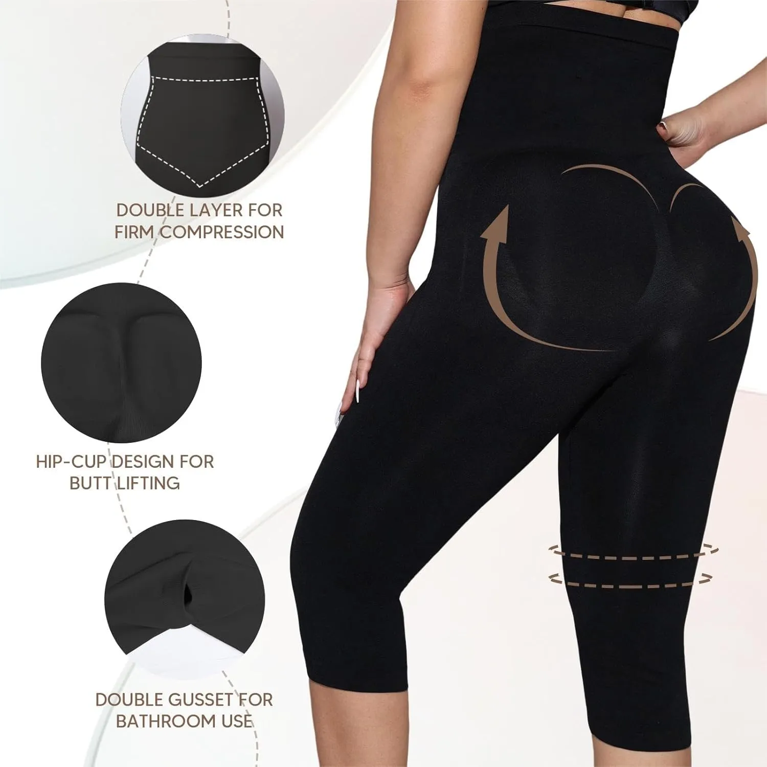 Shapewear Leggings for Women Tummy Control High Waisted Seamless Body Shaper Butt Lift Thigh Slimmer