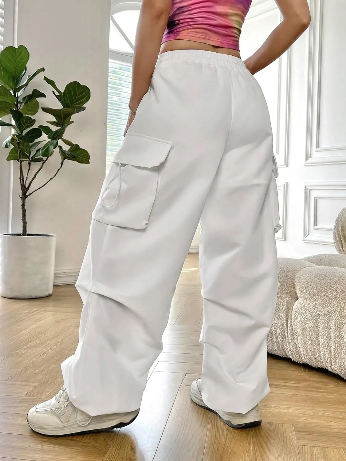 SHENHE Women's Baggy Loose Cargo Pants Drawstring Waist Joggers Long Trousers