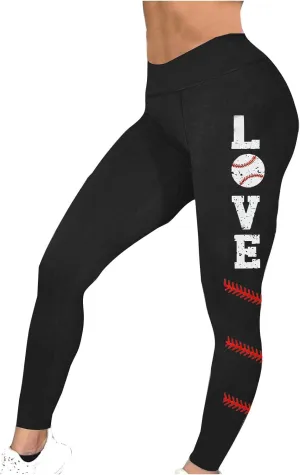 Sinzelimin Baseball Leggings for Womens 2025 Fashion Tights Trouser Yoga Legging Stretch Slim Fit Sport Pant Jogger Sweatpant