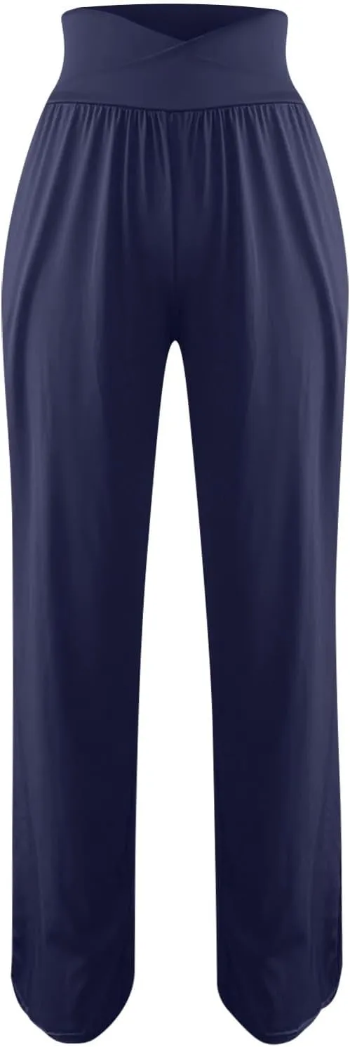 SMIDOW Womens Wide Leg Yoga Pants with Pockets Casual Loose High Waist Workout Pants Comfy Lounge Trousers Bootcut
