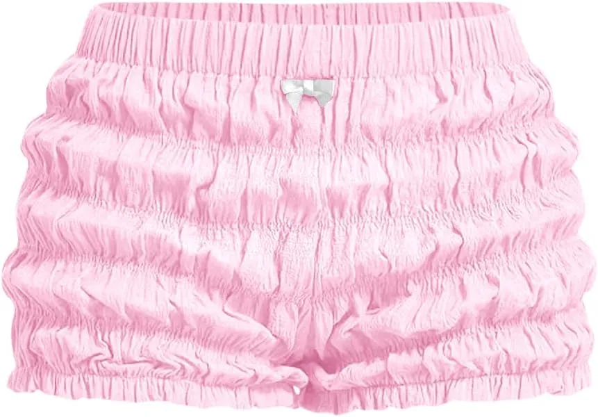 SOLY HUX Women's Ruffle Shorts Y2k Lace Lolita Bloomers Elastic Waist Frill Bottoms Micro Boyshorts