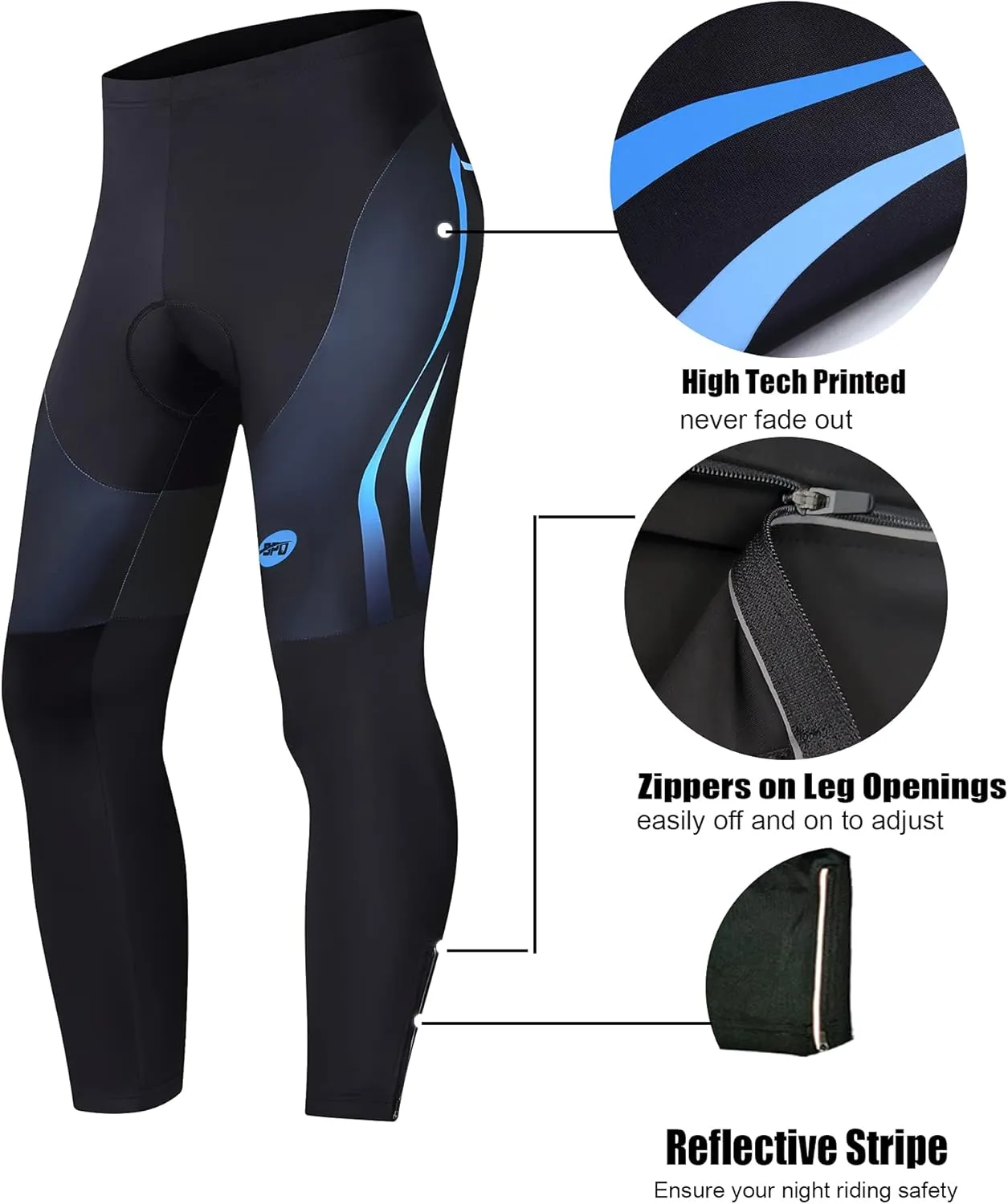 sponeed Men's Bicycle Pants 4D Padded Road Cycling Tights Leggings Outdoor Cyclist Riding Bike Wear