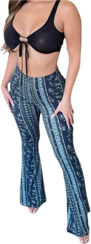 Summer Women Sexy High Waist Full Length Pants Trousers Flared Wide Pants Legs Bell Bottom Boho Palazzo Long Pants