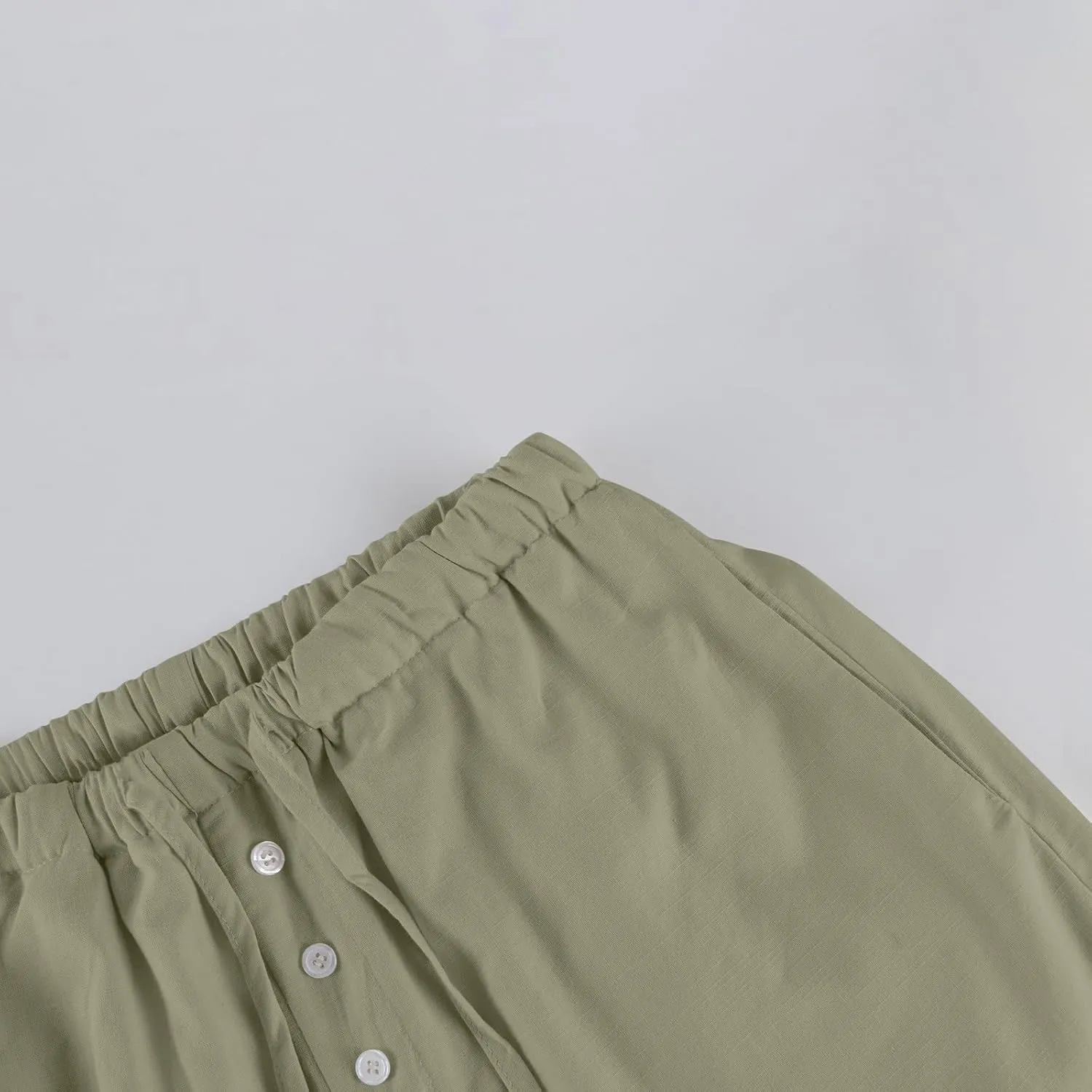 Summer Womens Work Pants Linen Drawstring Vacation Baggy Pants Wide Leg Palazzo High Waisted Pocket Solid Trouser 2025