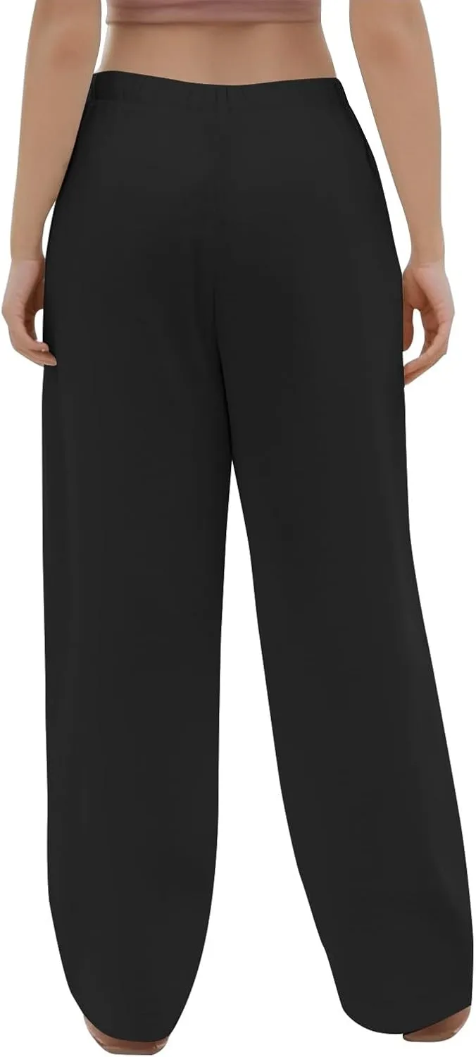 Summer Womens Work Pants Linen Drawstring Vacation Baggy Pants Wide Leg Palazzo High Waisted Pocket Solid Trouser 2025