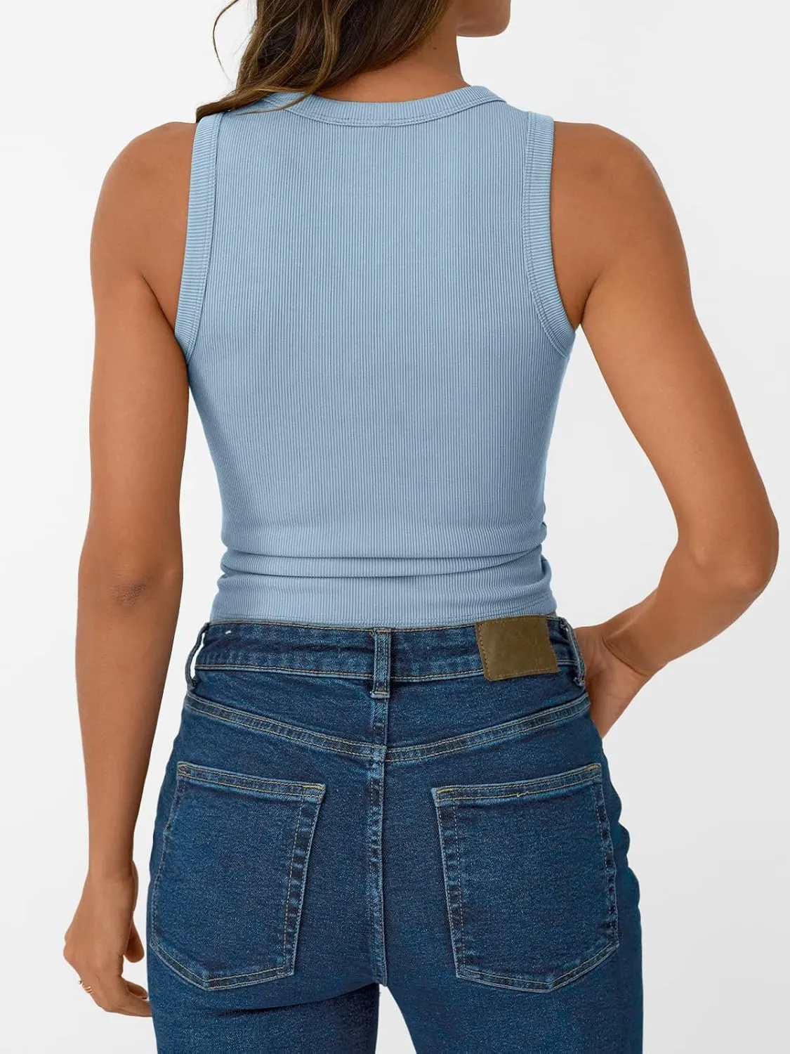 SUNBS Womens 3 Pack Tank Tops Summer 2025 Sleeveless Racerback Ribbed Workout High Neck Basic Trendy Fashion Clothes