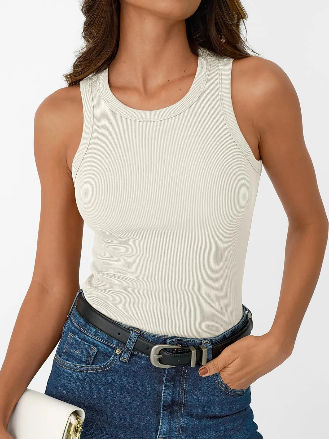 SUNBS Womens 3 Pack Tank Tops Summer 2025 Sleeveless Racerback Ribbed Workout High Neck Basic Trendy Fashion Clothes
