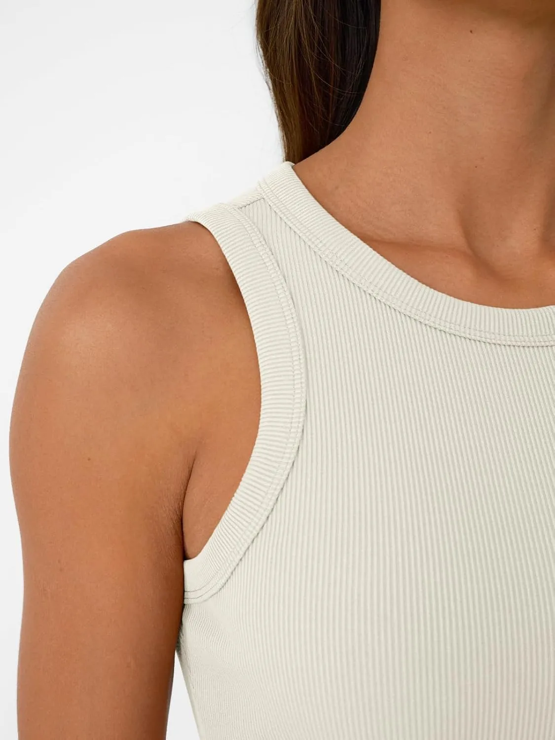 SUNBS Womens 3 Pack Tank Tops Summer 2025 Sleeveless Racerback Ribbed Workout High Neck Basic Trendy Fashion Clothes