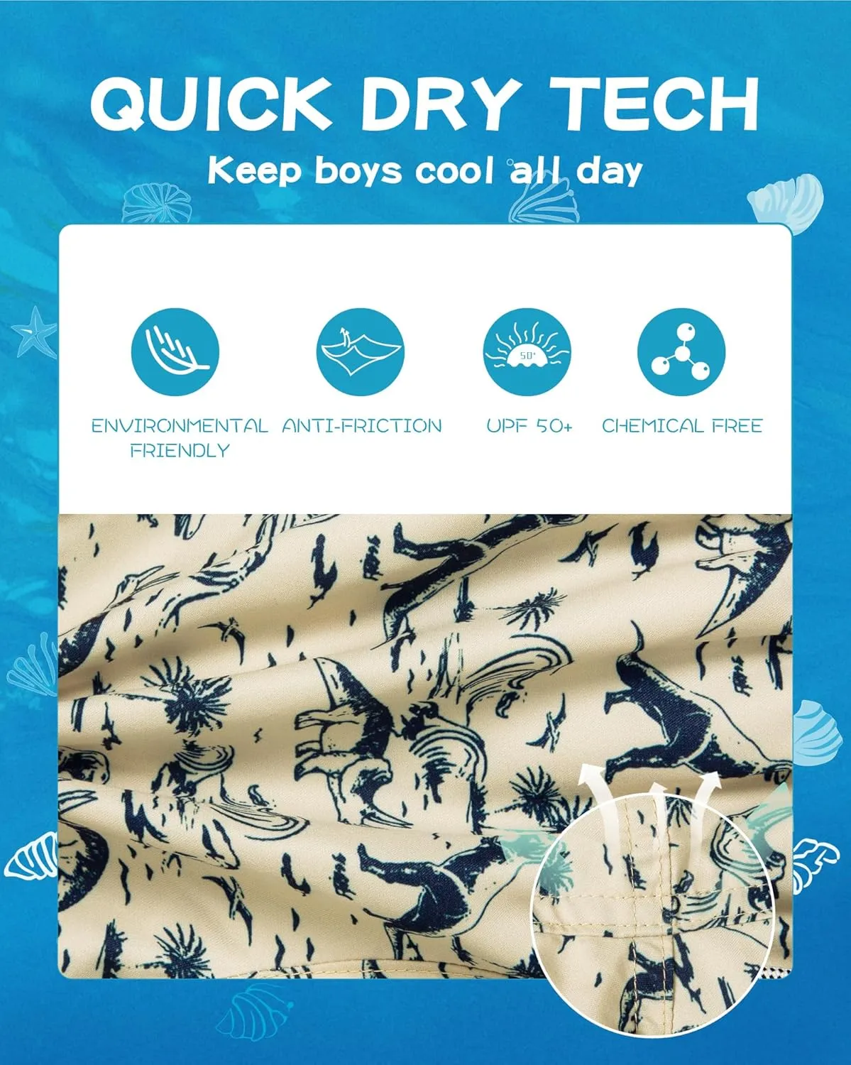SURF CUZ Boys Swim Trunks Toddler Swim Shorts UPF 50  Bathing Suit for Boy Swimsuit Quick Dry Mesh Beach Boardshorts Swimwear