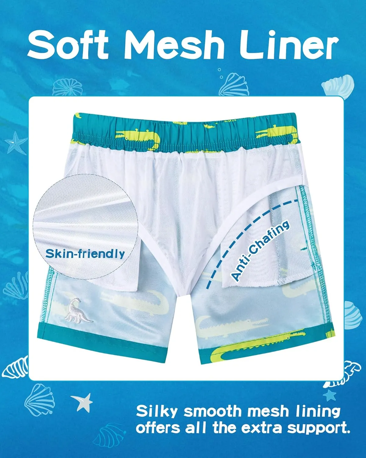 SURF CUZ Boys Swim Trunks Toddler Swim Shorts UPF 50  Bathing Suit for Boy Swimsuit Quick Dry Mesh Beach Boardshorts Swimwear