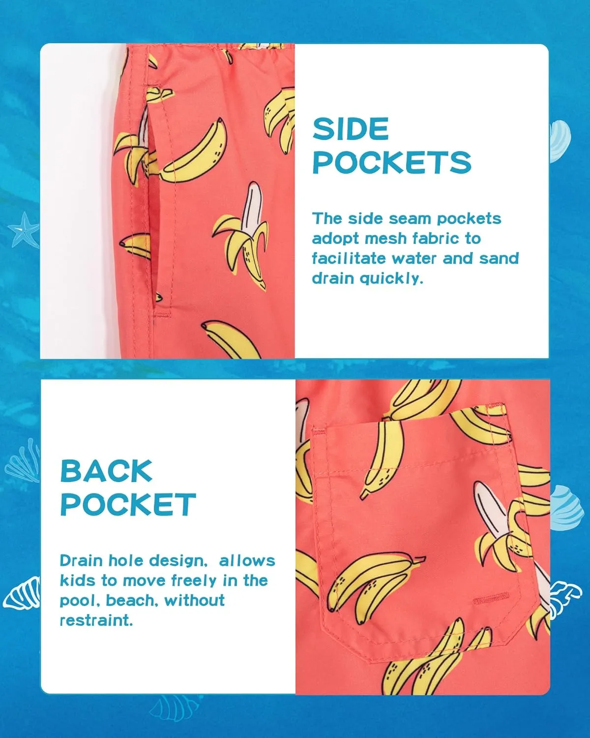 SURF CUZ Boys Swim Trunks Toddler Swim Shorts UPF 50  Bathing Suit for Boy Swimsuit Quick Dry Mesh Beach Boardshorts Swimwear