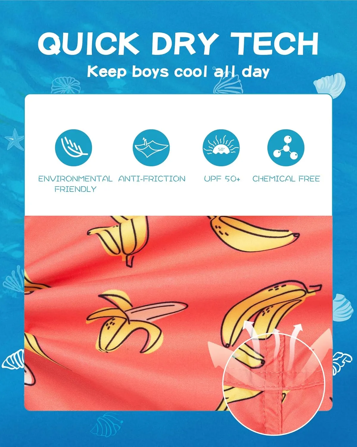 SURF CUZ Boys Swim Trunks Toddler Swim Shorts UPF 50  Bathing Suit for Boy Swimsuit Quick Dry Mesh Beach Boardshorts Swimwear
