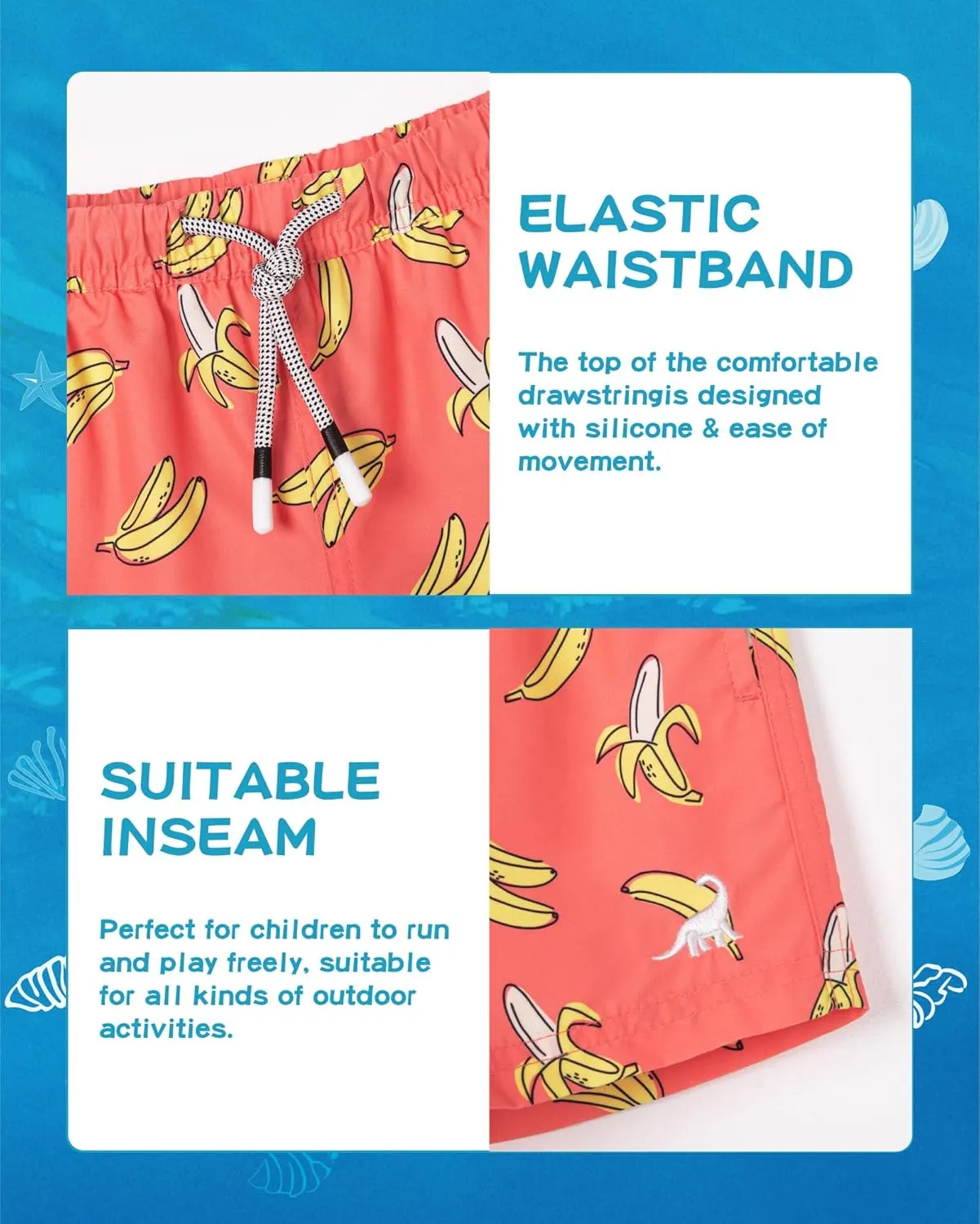 SURF CUZ Boys Swim Trunks Toddler Swim Shorts UPF 50  Bathing Suit for Boy Swimsuit Quick Dry Mesh Beach Boardshorts Swimwear