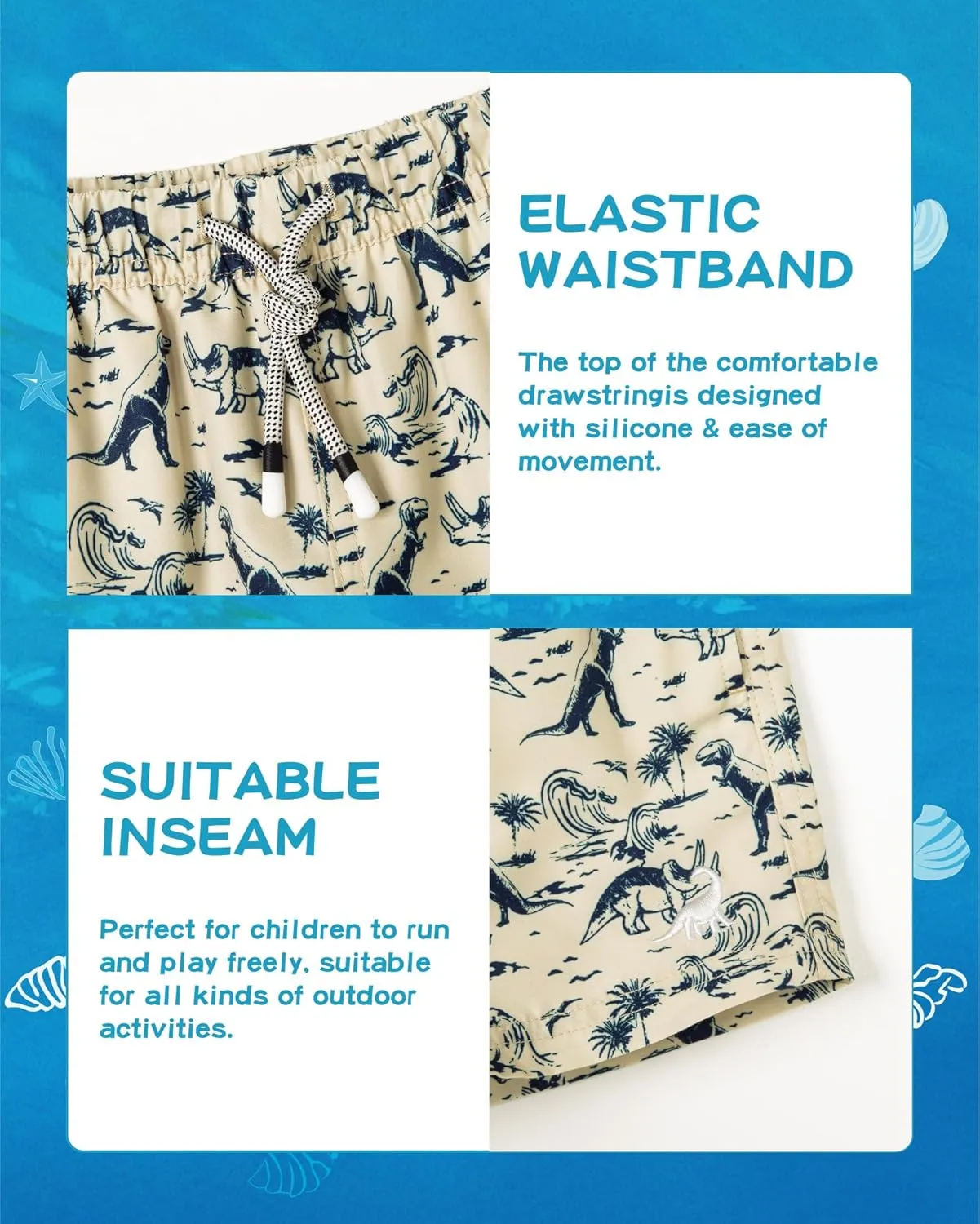 SURF CUZ Boys Swim Trunks Toddler Swim Shorts UPF 50  Bathing Suit for Boy Swimsuit Quick Dry Mesh Beach Boardshorts Swimwear