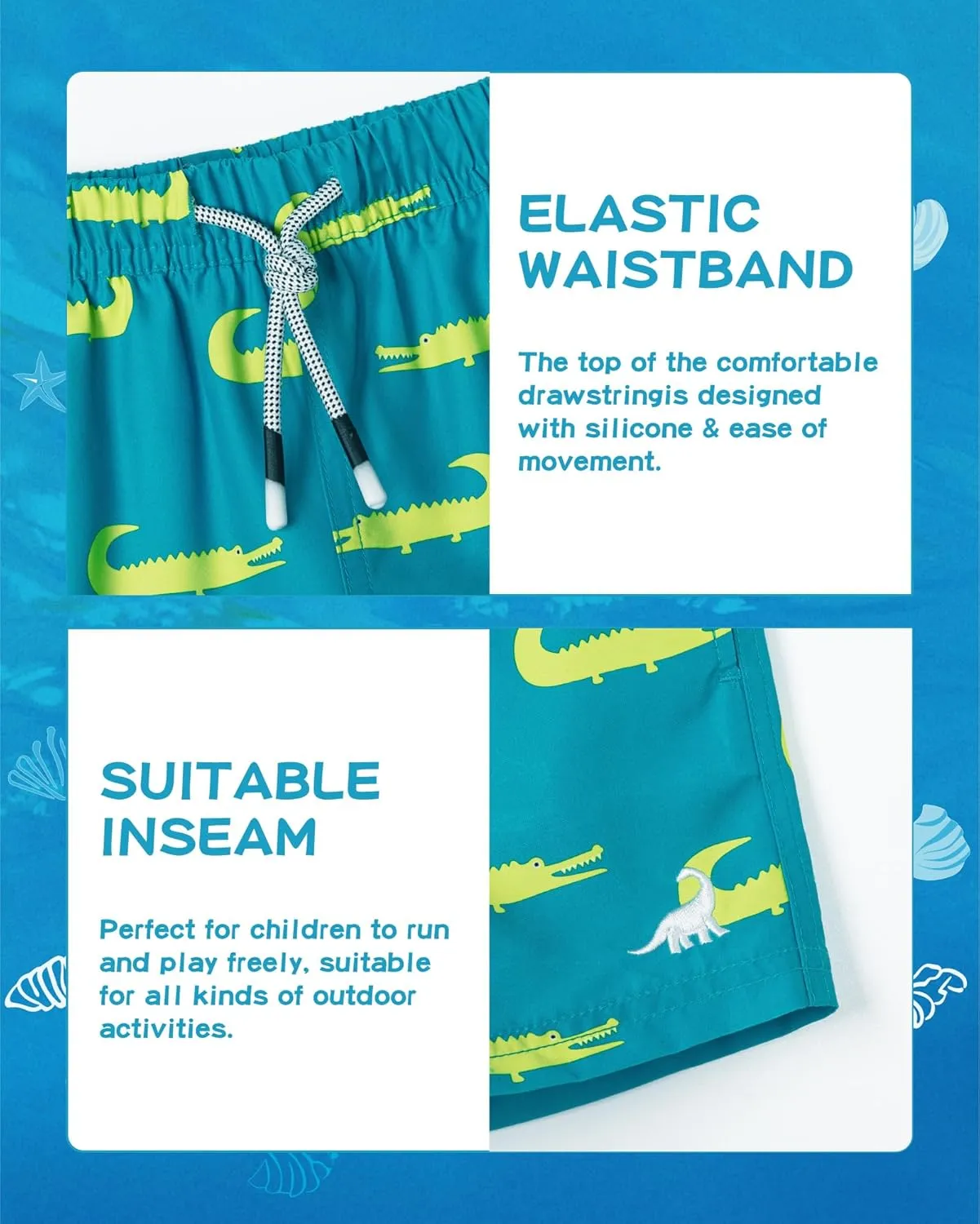 SURF CUZ Boys Swim Trunks Toddler Swim Shorts UPF 50  Bathing Suit for Boy Swimsuit Quick Dry Mesh Beach Boardshorts Swimwear