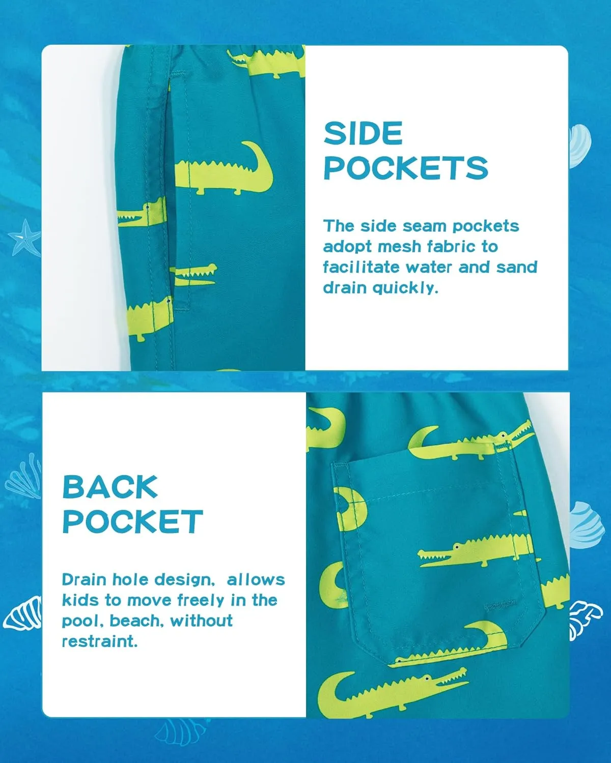 SURF CUZ Boys Swim Trunks Toddler Swim Shorts UPF 50  Bathing Suit for Boy Swimsuit Quick Dry Mesh Beach Boardshorts Swimwear
