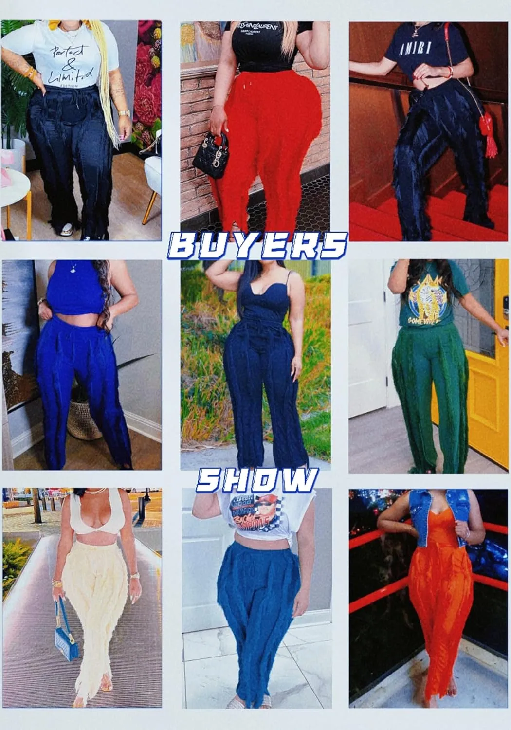 Tcremisa Fringe Pants for Women High Waist Tassel Trousers Drawstring Jogger Sweatpants Clubwear