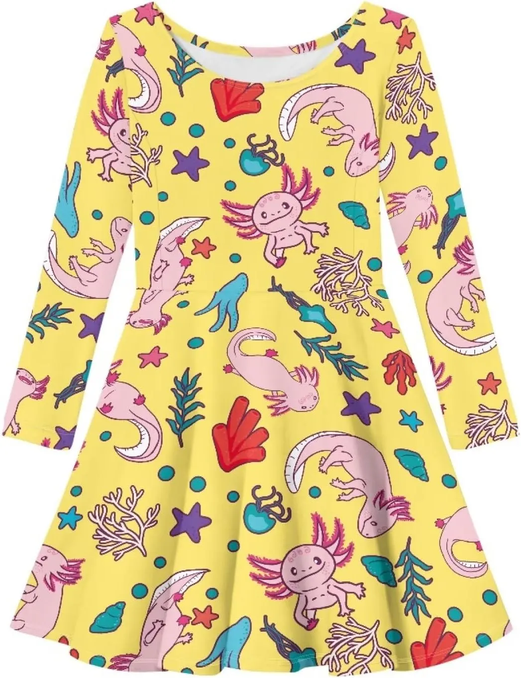 Toddler Girl Clothes Cute Dress for Kids A Line Design Long Sleeve Swing Skater Dress for Little Girls 3-16 Years