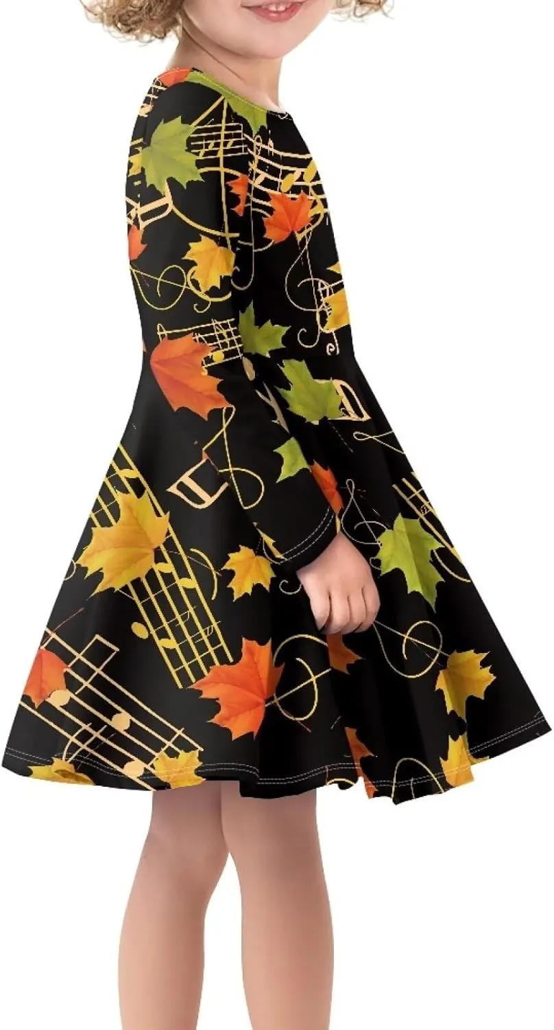 Toddler Girl Clothes Cute Dress for Kids A Line Design Long Sleeve Swing Skater Dress for Little Girls 3-16 Years