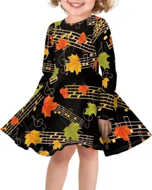 Toddler Girl Clothes Cute Dress for Kids A Line Design Long Sleeve Swing Skater Dress for Little Girls 3-16 Years