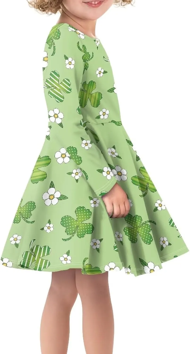 TODIYADDU Girls Dress Elegant Dress for Kids Long Sleeve A Line Swing Skater Dresses Toddler Girl Clothes Trendy Outfits
