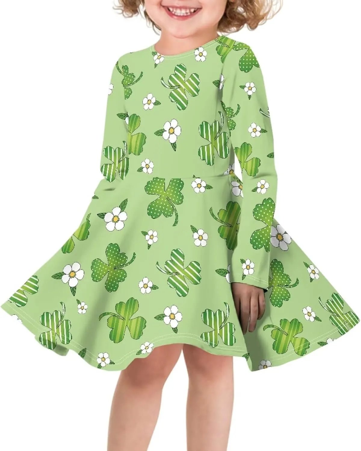 TODIYADDU Girls Dress Elegant Dress for Kids Long Sleeve A Line Swing Skater Dresses Toddler Girl Clothes Trendy Outfits
