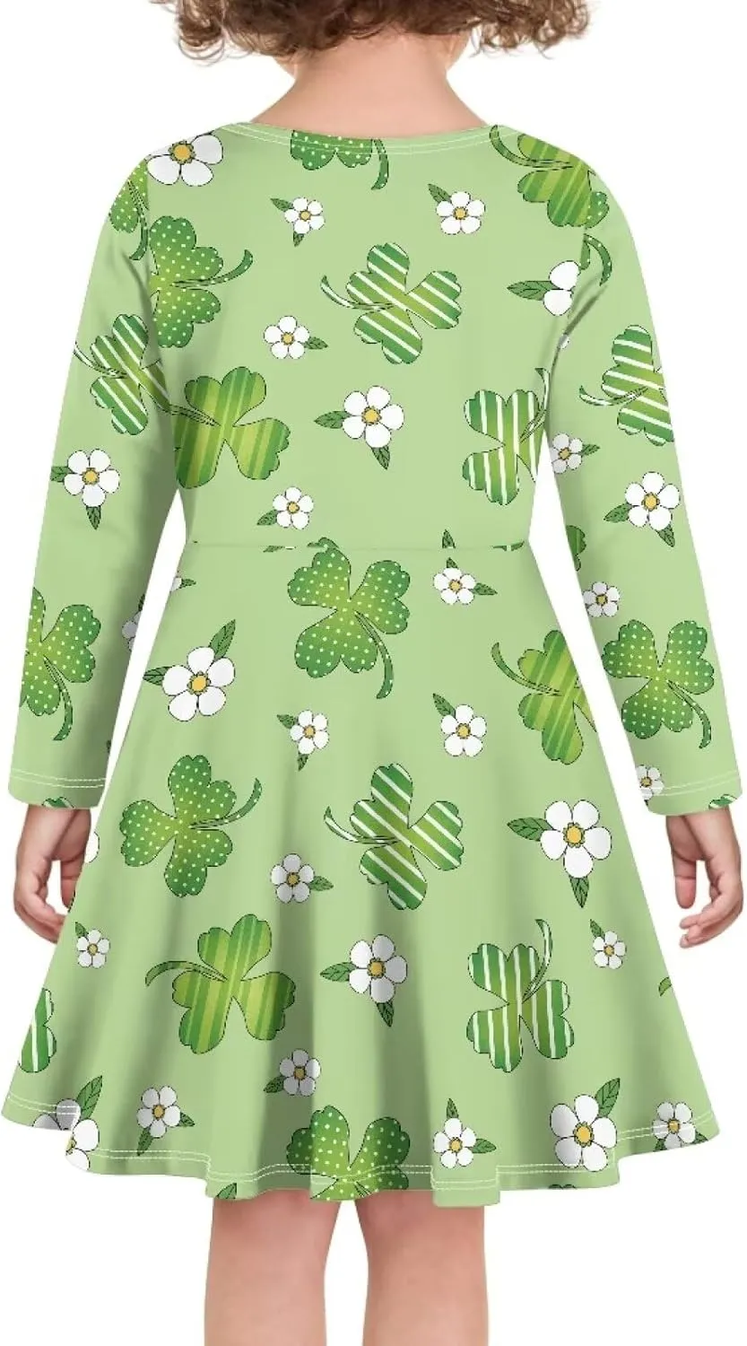 TODIYADDU Girls Dress Elegant Dress for Kids Long Sleeve A Line Swing Skater Dresses Toddler Girl Clothes Trendy Outfits