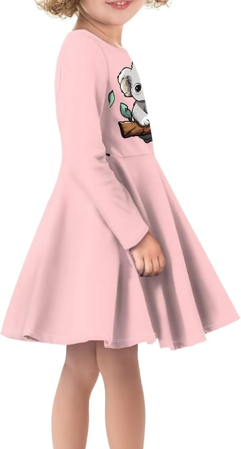 TODIYADDU Girls Long Sleeve Dress Cute Dress for Kids 3-16 Years Novelty Girls Skater Dresses Casual Swing Party Midi Dress