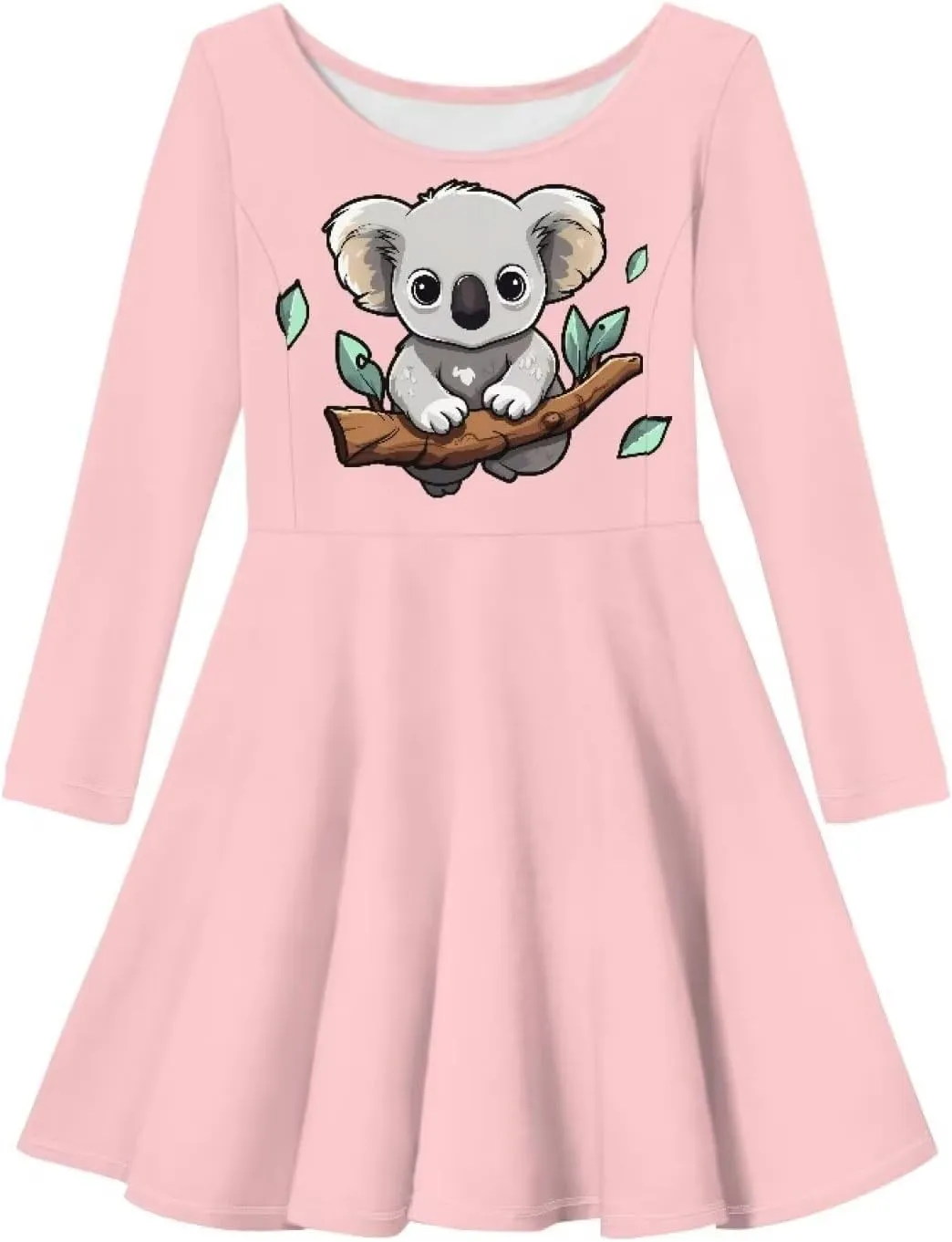 TODIYADDU Girls Long Sleeve Dress Cute Dress for Kids 3-16 Years Novelty Girls Skater Dresses Casual Swing Party Midi Dress