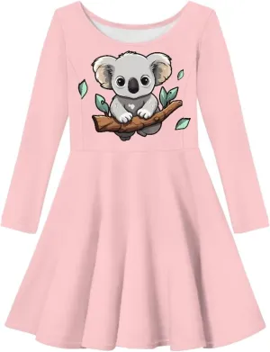 TODIYADDU Girls Long Sleeve Dress Cute Dress for Kids 3-16 Years Novelty Girls Skater Dresses Casual Swing Party Midi Dress