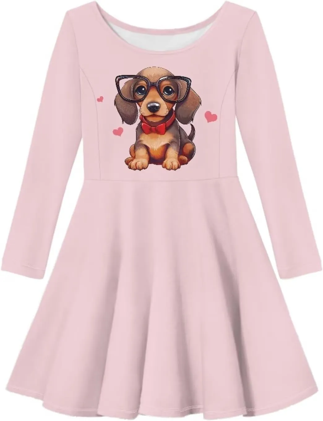 TODIYADDU Twirly Casual Dress for Girls Long Sleeve Dresses A-Line Swing Party Dinner Mini Dress for Kids Toddler Girl Dress