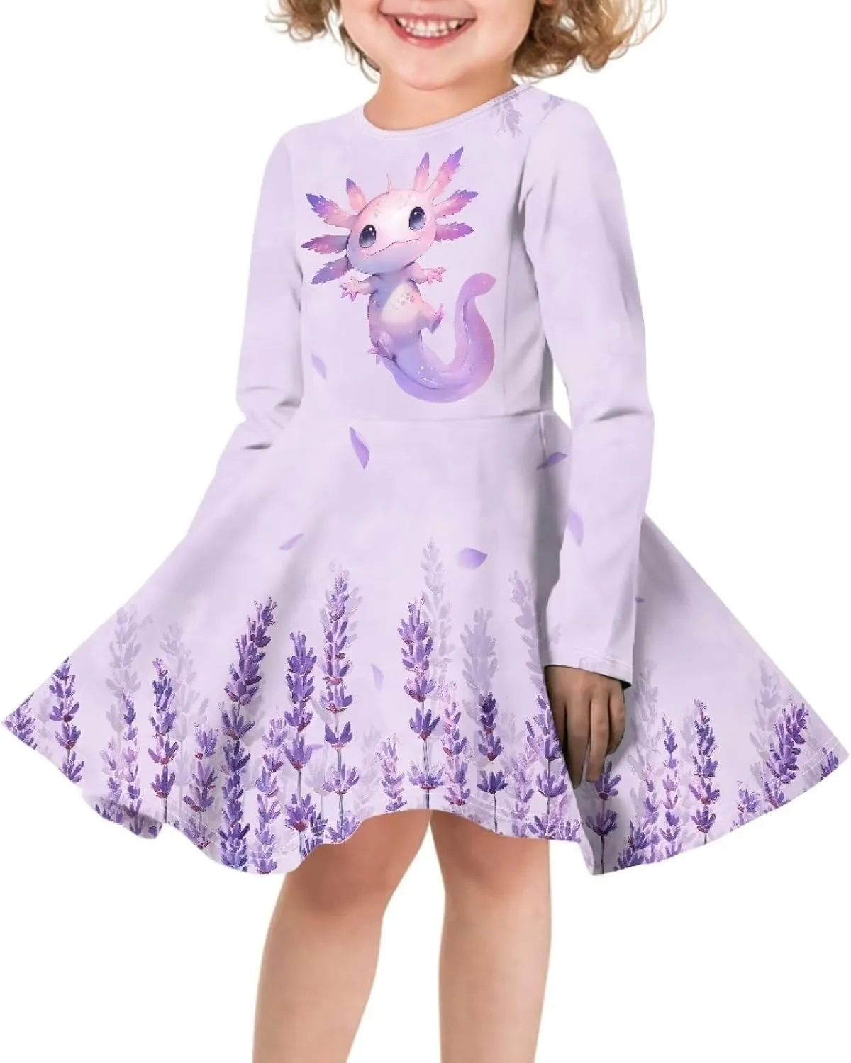 TODIYADDU Twirly Casual Dress for Girls Long Sleeve Dresses A-Line Swing Party Dinner Mini Dress for Kids Toddler Girl Dress
