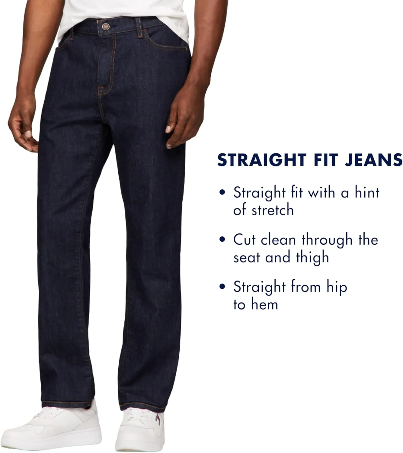 Tommy Hilfiger Mens Stretch Vintage Straight Leg Jeans