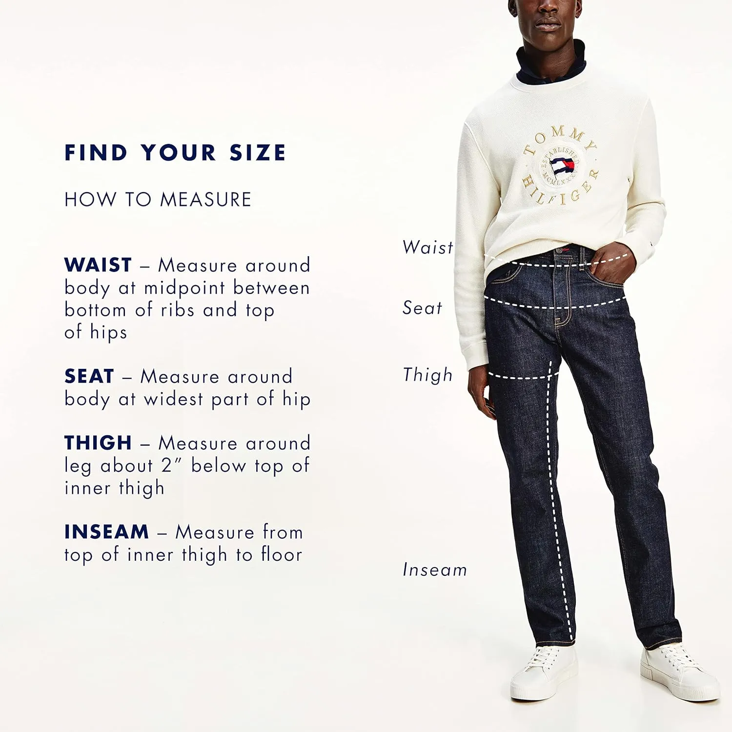 Tommy Hilfiger Mens Stretch Vintage Straight Leg Jeans