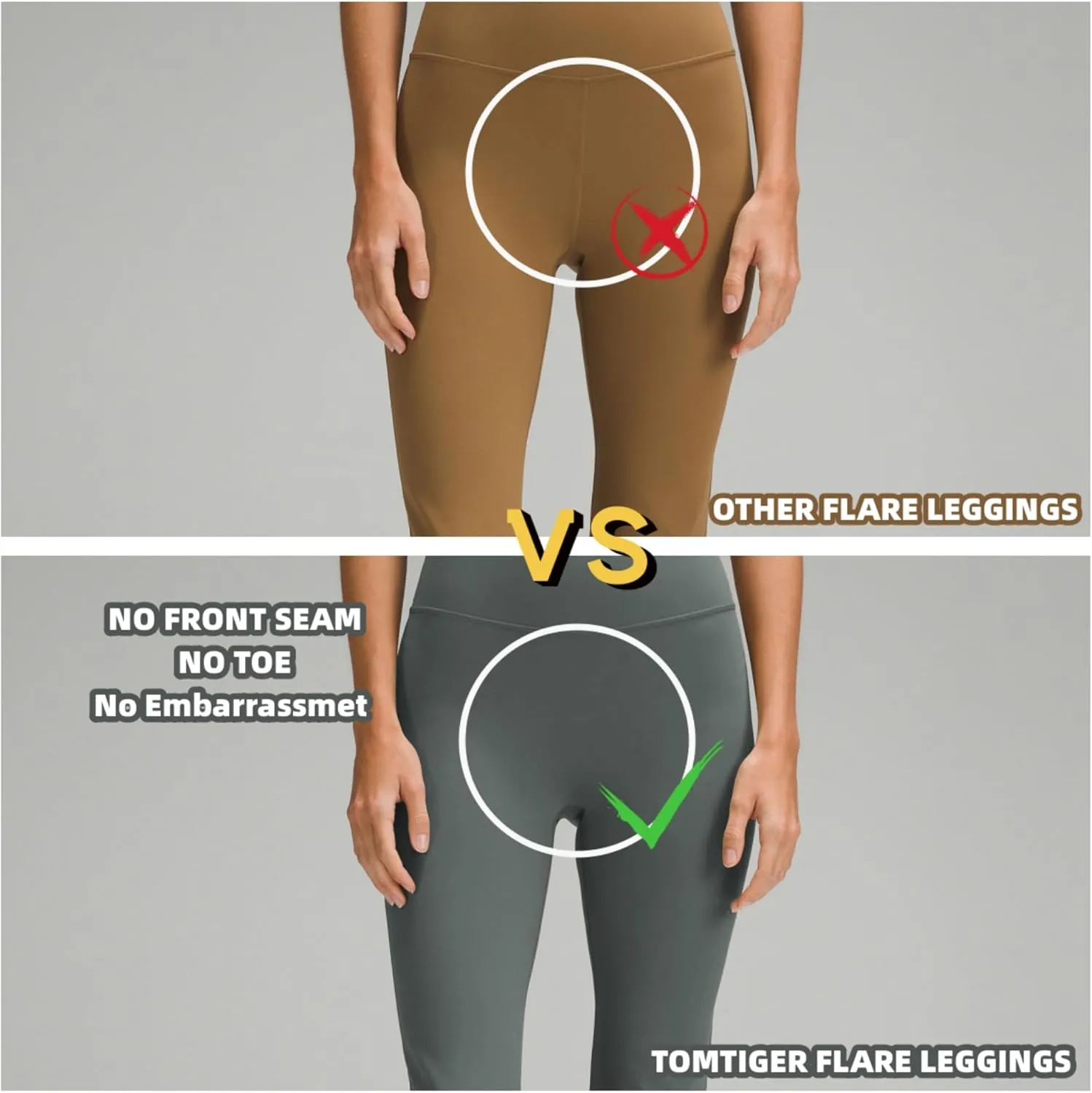 TomTiger Flare Leggings for Women Bootcut Yoga Pants with Tummy Control High-Waisted and Wide Leg