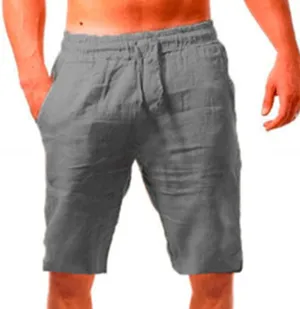tuduoms Men's Linen Casual Workout Shorts Elastic Waist Summer Beach Pant Lightweight Board Slim Fit Shorts Big and Tall Size