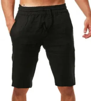 tuduoms Men's Linen Casual Workout Shorts Elastic Waist Summer Beach Pant Lightweight Board Slim Fit Shorts Big and Tall Size