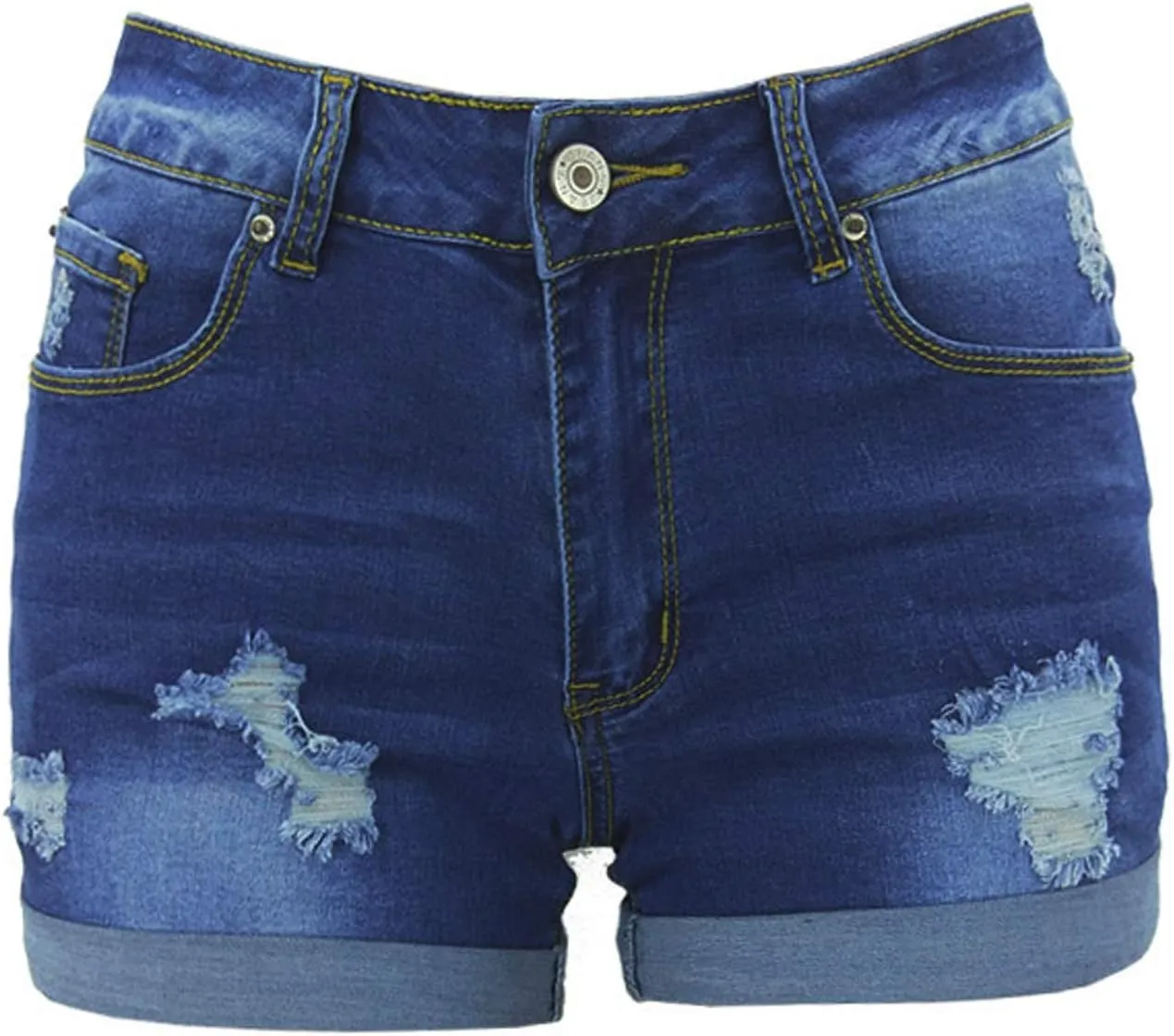 Tulucky Womens Mid Waist Denim Shorts Ripped Hole Juniors Short Jeans