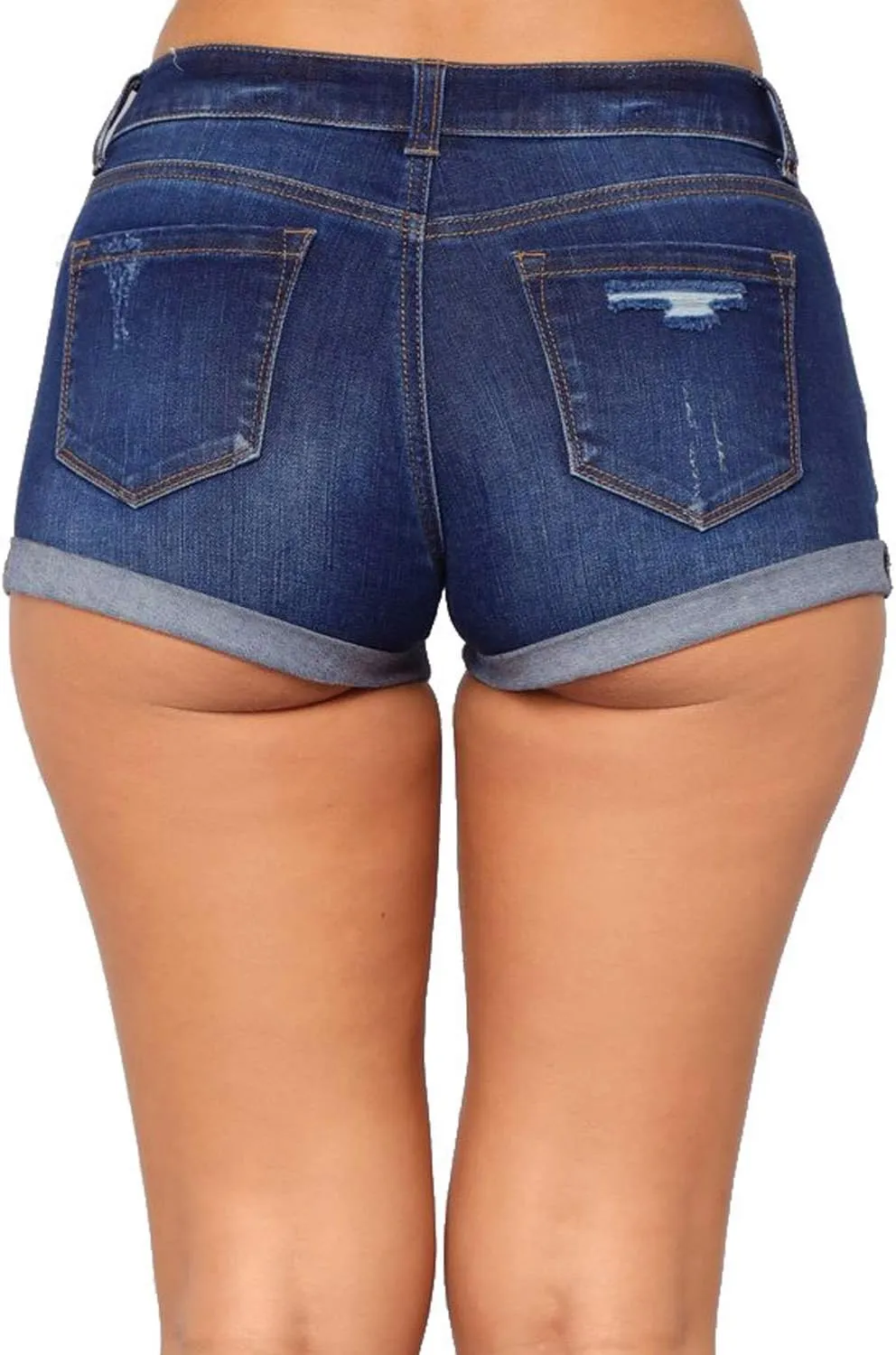 Tulucky Womens Mid Waist Denim Shorts Ripped Hole Juniors Short Jeans