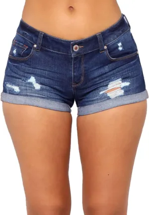 Tulucky Womens Mid Waist Denim Shorts Ripped Hole Juniors Short Jeans