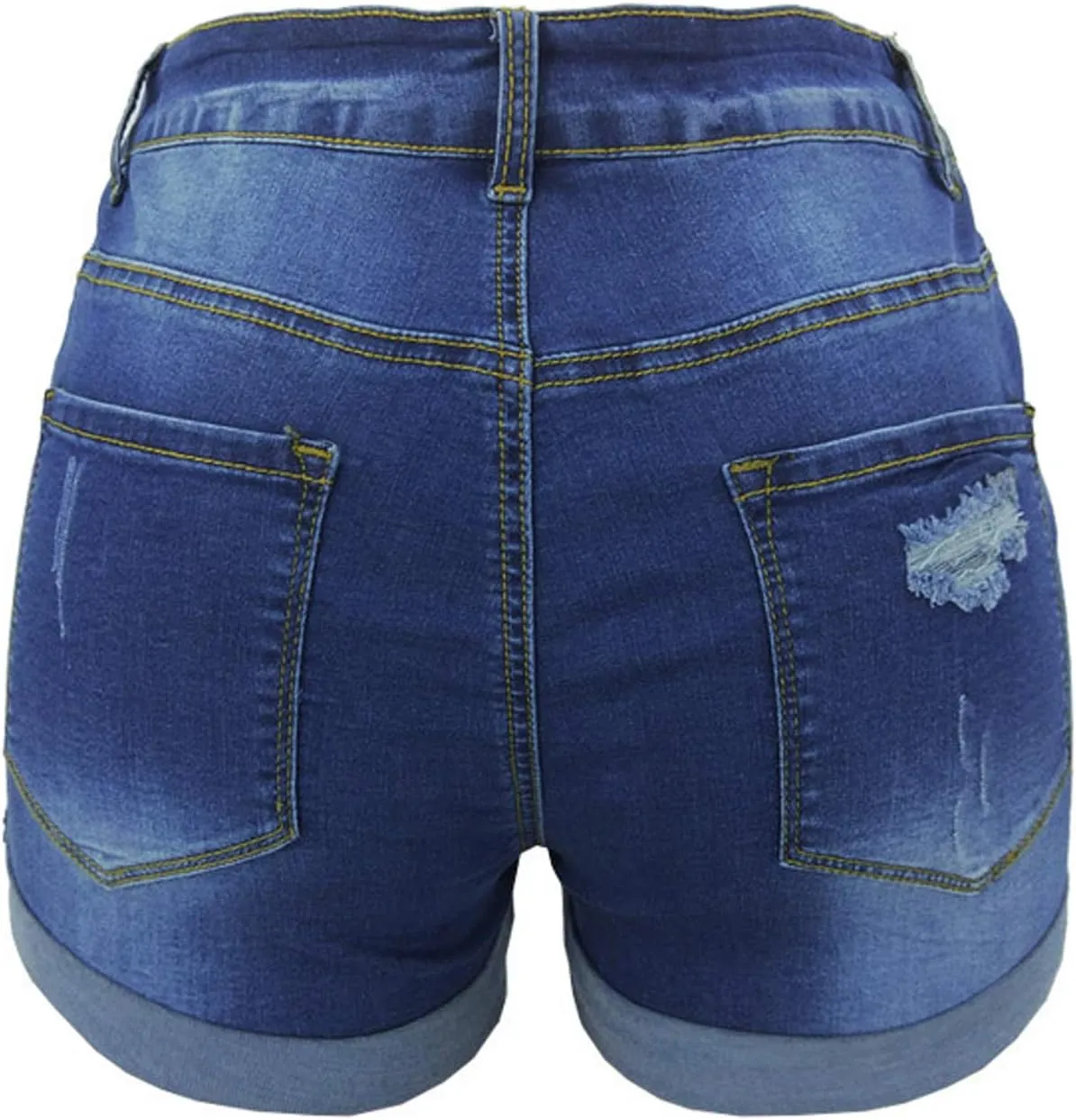 Tulucky Womens Mid Waist Denim Shorts Ripped Hole Juniors Short Jeans
