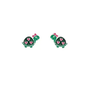 Turtle Heart Reptile Enamel Post Stud Earring ChildrenS