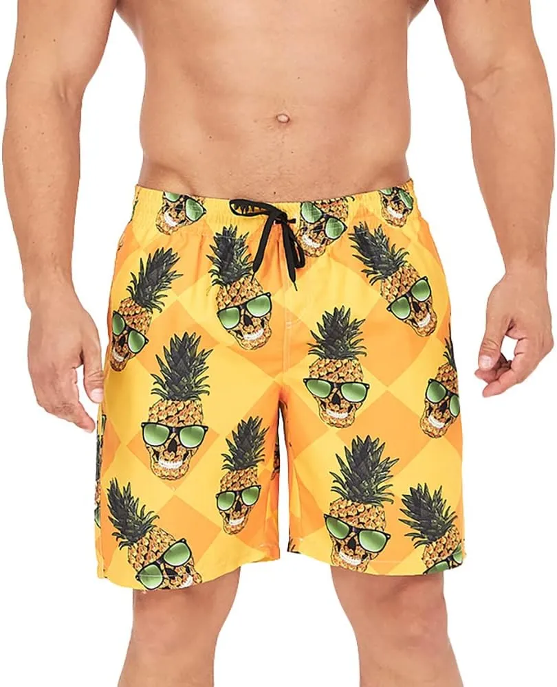 uideazone Men Swim Trunks Drawstring Elastic Waist Quick Dry Beach Shorts with Mesh Lining Swimwear Bathing Suits