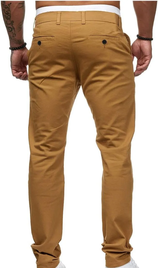 Uillui Men's Comfort Stretch Slim Fit Dress Pant Fashion Skinny Straight Fit Flex Waist Casual Pant Chinos Work Slacks