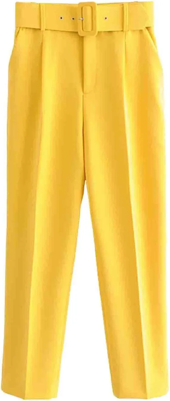 Uillui Women's Dress Pants Straight Leg Slim Fit Work Stretchy Pant Business Casual Suits Pants High Waist Trouser with Belt