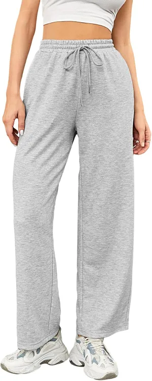 Verdusa Women's Drawstring Elastic Waist Straight Leg Sweatpants Joggers