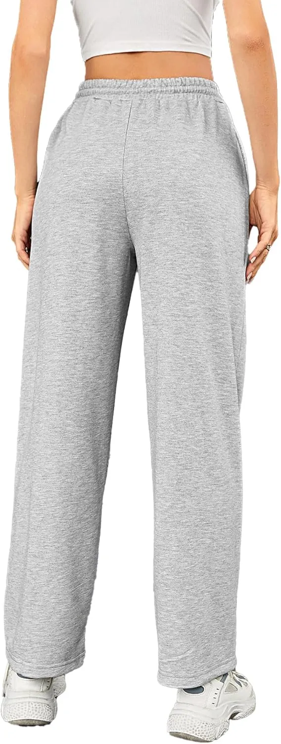 Verdusa Women's Drawstring Elastic Waist Straight Leg Sweatpants Joggers