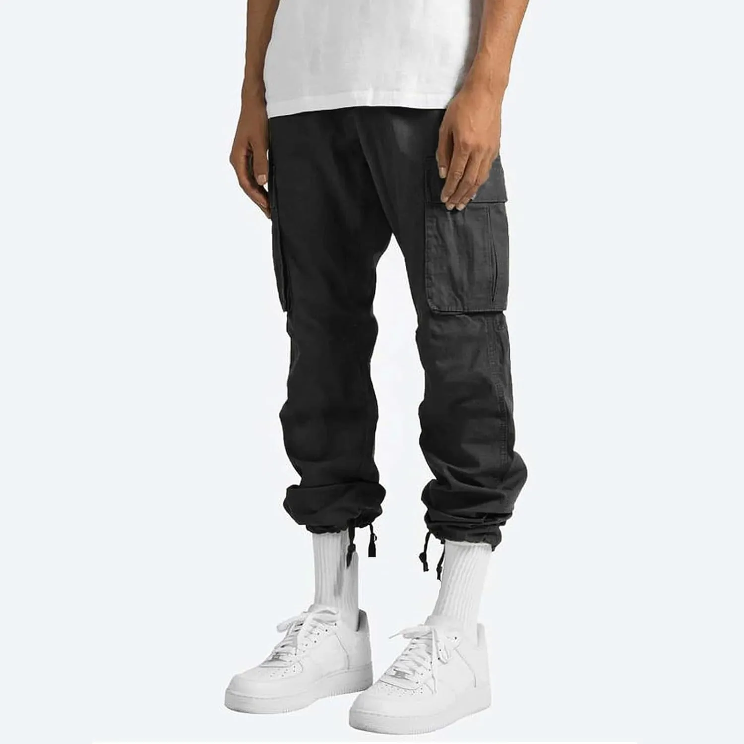 Vickyleb Men's Cargo Pants Casual Athletic Hiking Pants Joggers Loose Fit Cotton Straight Workout Sweatpants for Men