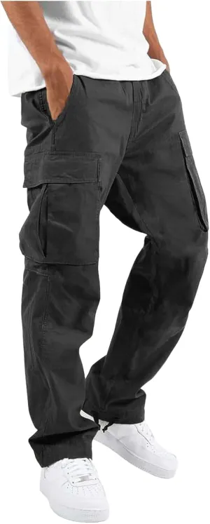 Vickyleb Men's Cargo Pants Casual Athletic Hiking Pants Joggers Loose Fit Cotton Straight Workout Sweatpants for Men